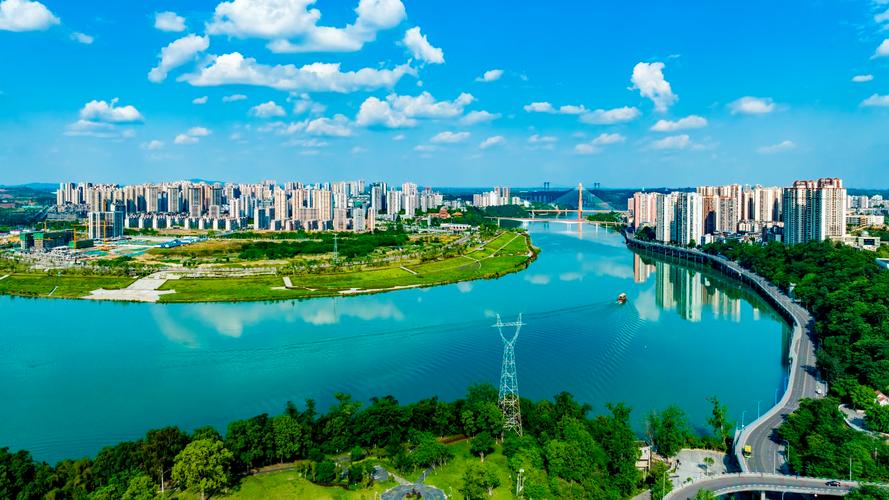 重庆航拍风景-发现潼南区别口镇涪江边美景