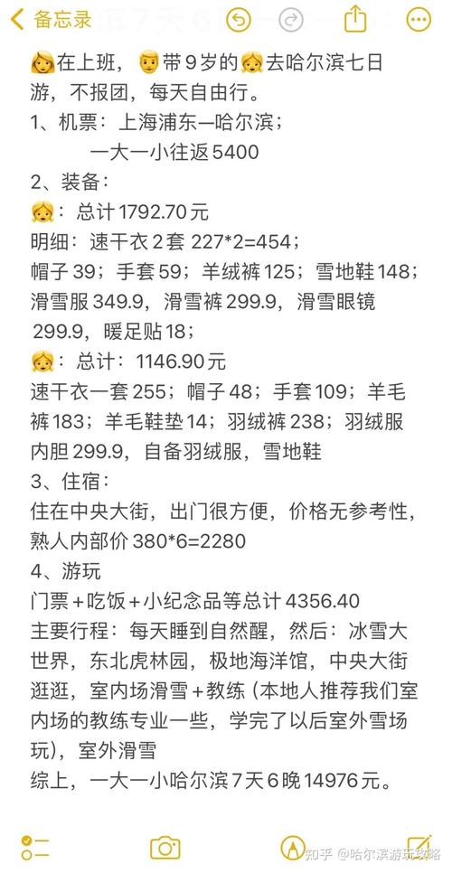 上海到哈尔滨旅游费用